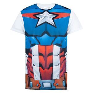 Captain America Mens Costume T-Shirt / White/Blue/Red